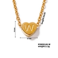 Gold heart necklace with letter W engraving and precise dimensions of the pendant - Letter W(KSN00146-W)