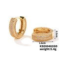 Golden micro-paved zircon huggie earrings with 1.6cm diameter and 0.5cm width specs - Large / 08 Gold With White Zirconia