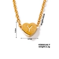 Minimalist heart pendant necklace with engraved letter Y on gold finish cable chain - Letter Y(KSN00146-Y)