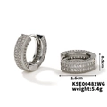 Silver-plated hoop earrings with micro-pave round zircons measuring 1.6cm by 0.5cm - Large / White K White Diamond