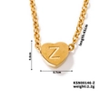 Gold-tone heart necklace with letter Z pendant, 45cm cable chain minimalist jewelry - Letter Z(KSN00146-Z)