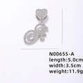 Pendente lettera A corsiva con strass e chiusura a cuore su catena a maglia - Lettera A Argentata con Strass