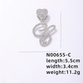 Ciondolo lettera G con chiusura a cuore in cristallo e catena a corda argento 5,5 cm - Lettera C Argentata con Strass