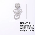 Collana con ciondolo a lettera E scintillante con chiusura a cuore e catena a corda - Lettera E Argentata con Strass