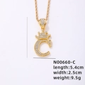 Collana con ciondolo lettera C placcata oro con corona e zirconi bianchi lucidi - Lettera C (N00660-C)