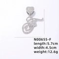 Ciondolo lussuoso lettera F in argento con cristalli pavé e chiusura a forma di cuore - Lettera F Argentata con Strass