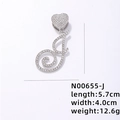 Collana con ciondolo a cuore lettera J, con micro cristalli e catena a corda intrecciata - Lettera J Argentata con Strass