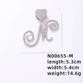 Pendente lettera M in argento scintillante con chiusura a cuore e zirconi cubici - Lettera M Argentata con Strass