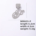 Ciondolo lussuoso argento lettera P con cuore di cristallo e strass brillanti - Lettera P Argentata con Strass