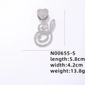 Pendente lettera S argento con cristalli e chiusura a cuore con dimensioni - Lettera S Argentata con Strass