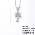 Silver crown pendant with letter T and micro-pave zircons including a rope chain - Silver Letter T