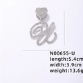 Collana a catena ritorta d'argento con ciondolo lettera U e chiusura a cuore - Lettera U Argentata con Strass
