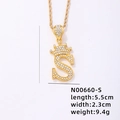 Collana con lettera S a corona dorata con micro zirconi cubici incastonati - Lettera S (N00660-S)
