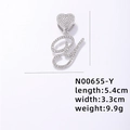 Collana con ciondolo lettera Y color argento con strass scintillanti e chiusura a cuore - Lettera Y Argentata con Strass