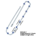 Silver evil eye tennis necklace with blue square pendants and cubic zirconia stones - Silver Square Evil Eye (N00146-7)