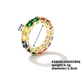 Iced out gold eternity ring featuring double row rainbow cubic zirconia stones - Size 8 / Gold Colorful Style (KSR00139GDCR08)