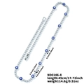 Silver evil eye tennis necklace with blue charms and white cubic zirconia stones - Silver Round Evil Eye (N00146-8)