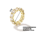 Iced out gold eternity ring with double row of clear cubic zirconia 5.4g - Size 6 / Gold Clear Rhinestone Style (KSR00139GDWH06)