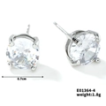 Detailweergave van 0,7 cm zirkonia oorknopjes met zilveren pootzetting en afmetingen - Zilverkleurig Wit Strass (4 Klauwen 0.7)
