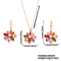 Detaillierte Maße von dem bunten Blumen-Anhänger Halskette und Ohrringe Schmuckset - Bunte Strass