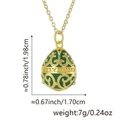 Detailed size specifications for the vintage gold hollow egg pendant necklace - Pendant Only (Without Chain) / Green