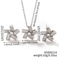 Silbernes Set mit geometrischer Halskette und Sternohrringen mit Zirkoniasteinen - Baguette Zirkonia Stern Stil (KSS00114)