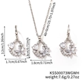 Silver jewelry set with hollow heart flower design and cubic zirconia necklace earrings - Heart Flower Style (KSS00073)
