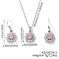 Sonnenblumen Schmuckset mit rosa Zirkonsteinen inklusive Halskette und Ohrringen - Rosa