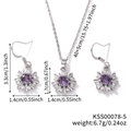 Sonnenblumen Zirkon Schmuckset mit lila Edelsteinen bestehend aus Kette und Ohrringen - Purpurrot