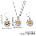 Silbernes Sonnenblumen-Schmuckset mit gelbem Edelstein und Maßangaben - Gold