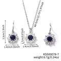 Schmuckset mit blauen Sonnenblumen und Zirkonia Halskette sowie Ohrringen - Königsblau