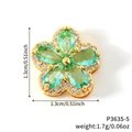 Green zircon five-petal flower charm for DIY bracelet with golden alloy base - Gold Light Green Five-Petal Flower Charm (P3635-5) / Gold/Light Green