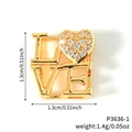 Golden LOVE letter charm with sparkling zircon heart pendant for DIY bracelets - Gold LOVE Full Zirconia Heart Pendant (P3636-1) / Gold/White
