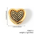 DIY heart charm with black zircon pave and gold finish for fashion bracelets - Gold Pavé Black Zirconia Heart Jewelry Charm (P3637-2) / Gold/Black