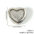 Silver-toned heart charm with micro-set zircons, measuring 1.3cm by 1.4cm, 1.7g weight - Silver Pavé Clear Zirconia Heart Charm (P3637-4) / 1.4cm x 1.3cm / Silver