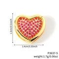 DIY heart charm pendant with red cubic zirconia pavé in gold plated finish - Gold Pavé Red Zirconia Heart Pendant (P3637-5) / 1.4cm x 1.3cm / Gold