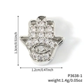 Silver Hamsa Hand charm with pavé white zircons and eye detail for DIY bracelets - Silver Hamsa Hand Pavé Pendant (P3638-1) / 1.3cm x 1.2cm / Silver