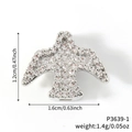 Flying bird charm with white cubic zirconia in S925 silver finish for DIY bracelets - Silver Bird Pavé Zirconia Pendant (P3639-1) / 1.6cm x 1.2cm / Silver