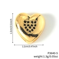 Golden heart-shaped charm with pavé black zircons for DIY customizable bracelet - Heart-Shaped Pavé Black Rhinestone (P3640-5) / Gold