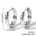 Orecchini a cerchio in argento con stelle, luna e zirconi, diametro 2.4cm - Stile Cerchio con Stelle Incise (E01833-1) / Oro bianco