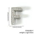 DIY silver letter F pendant with clear zircon stones, size 1.2cm by 0.8cm for bracelets - Letter F Pavé Rhinestone (P3591BS-F) / Silver