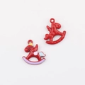 Detail of red and multicolored enamel rocking horse alloy charms for DIY jewelry making - Red Angel Horse