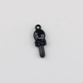 Detail of black cartoon spoon pendant with a smile face and bow for DIY jewelry making - Black