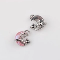 Detailansicht der S925 Silberanhänger mit Katze und Mond und rosa Harzeinlage - Silber Rosa