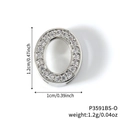 Silver letter O charm pendant with cubic zirconia inlay 1.2cm height for DIY jewelry - Silver Letter O Rhinestone Charm (P3591BS-O)