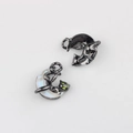 Schwarzer Katzen- und Mondanhänger aus Legierung mit Opal für DIY-Halsketten und Armbänder - Gun Black Basis Weiß