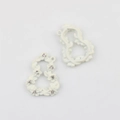 Detail of white flower charms with clear crystals and metal spray paint for DIY jewelry - White with White Rhinestones