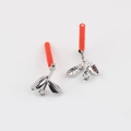 Detailed silver branch leaf earring pendants with dual-leaf design and assembly holes - Silver