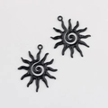 Close-up of black sunflower alloy charms with spiral center and glossy sunburst finish - Black 40*33mm