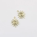 Detailed view of two golden hammered alloy sun pendants with spiral centers for DIY jewelry - Gold 24*19mm